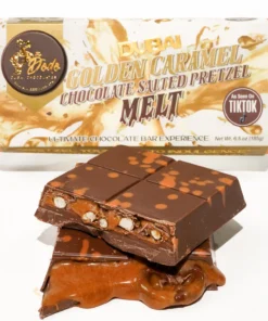Viral Dodo Dubai Golden Caramel Milk Chocolate Pretzel Melt Ultimate Chocolate Bar Experience